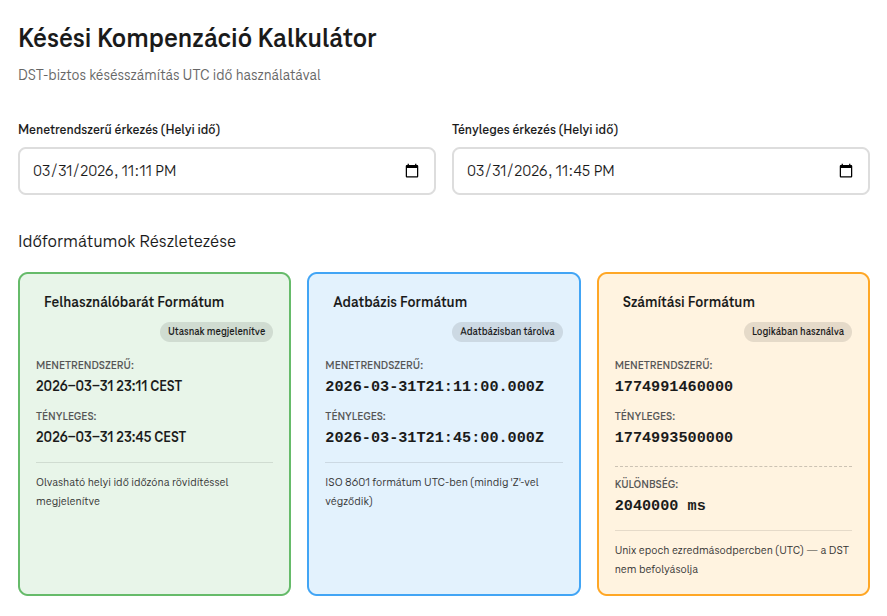 Hogyan számoljunk helyesen késést időátállításkor – Felhasználó, adatbázis, logika időzona verziók
